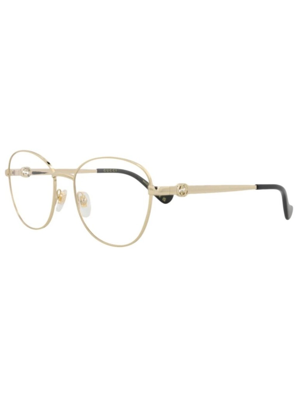 New Gucci Women's Eyeglasses Round Oval Metal Frame Gold Gold Transparent
